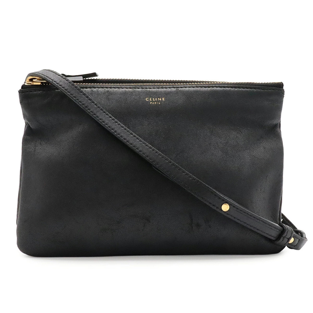 Celine Trio Crossbody Bag Leather Black